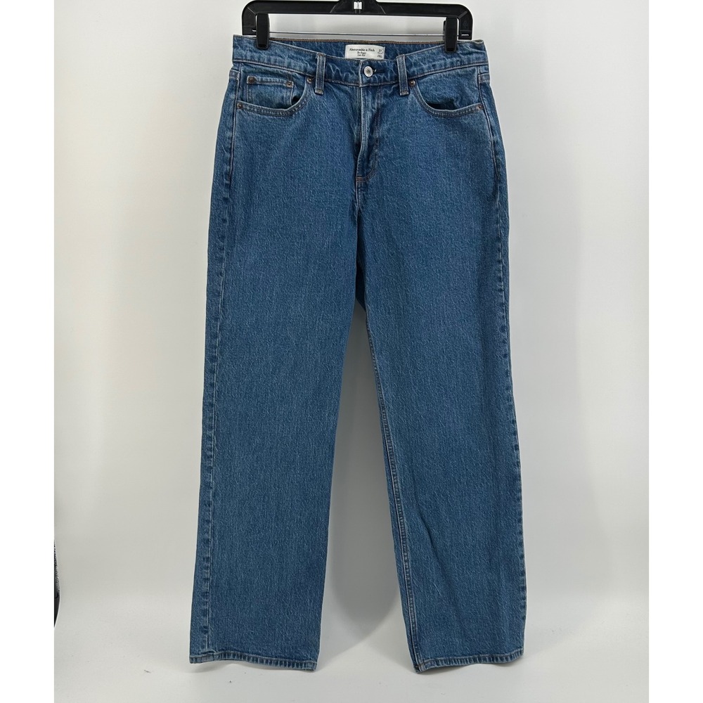 Abercrombie & Fitch The Baggy Low Rise Jeans Womens 27 Blue Wide Leg Y2K 90s